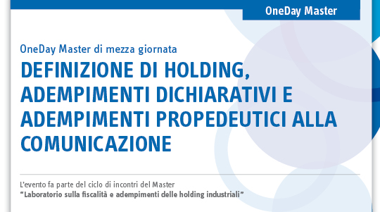 Immagine Definizione di holding, adempimenti dichiarativi e adempimenti propedeutici alla comunicazione | Euroconference